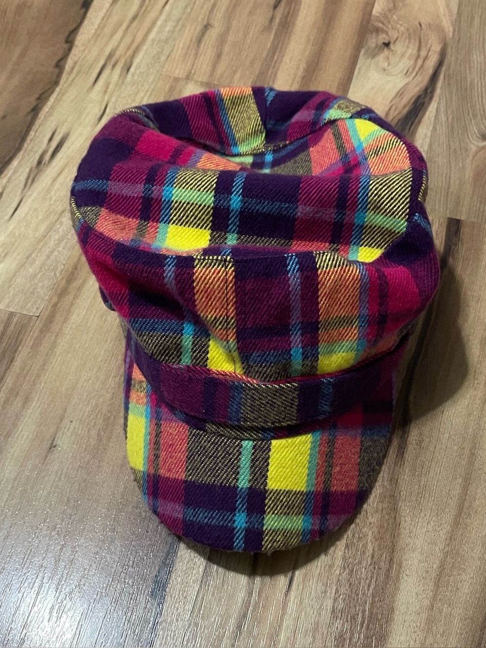Y2K D&Y Plaid Cadet Hat Rainbow Tartan Military Cap Y2K Indie Sleaze OS